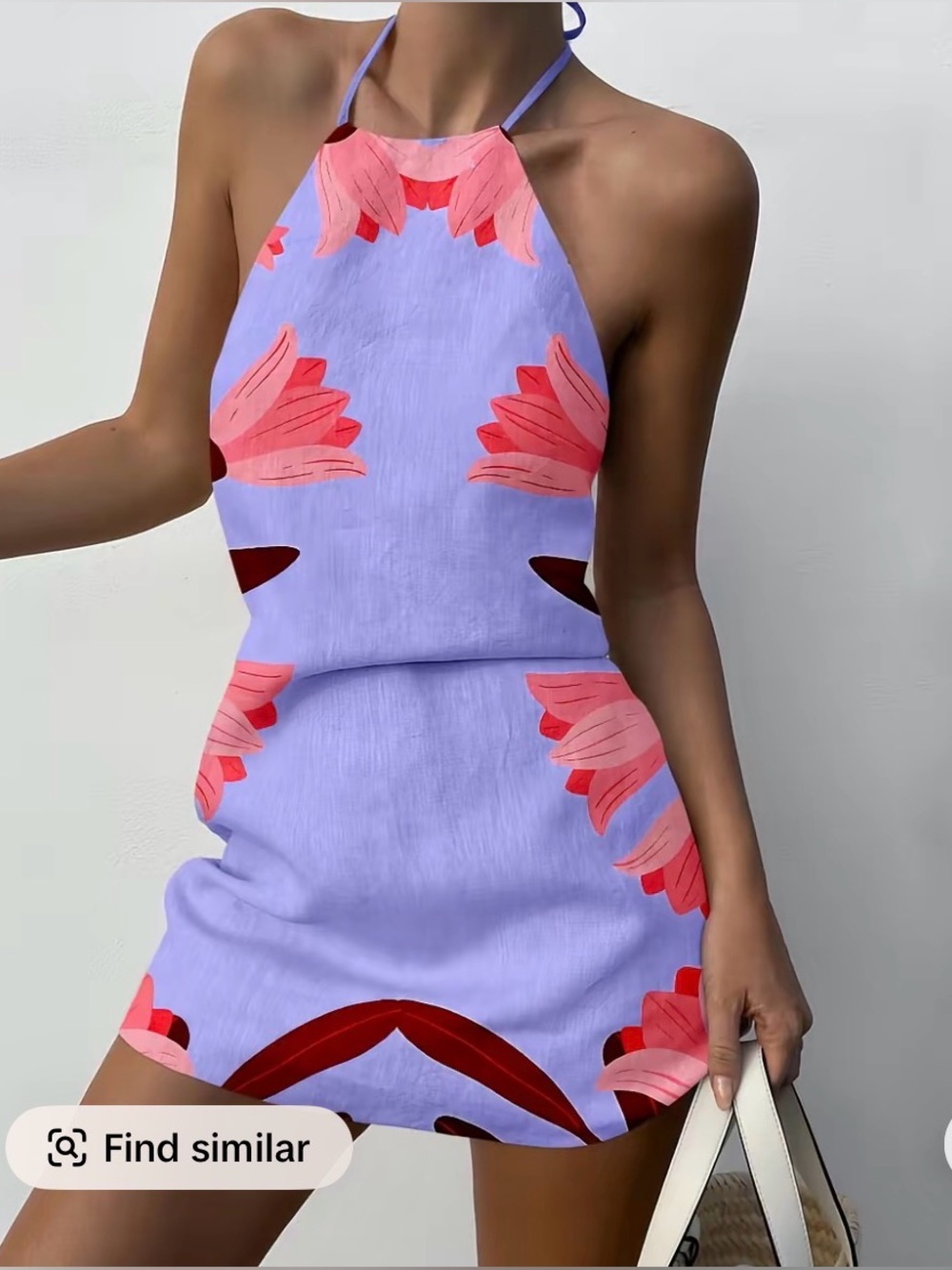NWOT Lilac Halter Floral Mini Dress - Pink Petal Print Size Medium